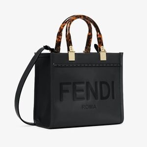 Fendi Black Tote with Tortoiseshell Accents